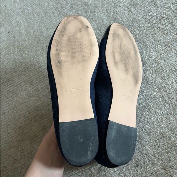 $148 J Crew Zoe Cap Toe Ballet Flats Denim & Black 9 ss24 - Picture 6 of 6